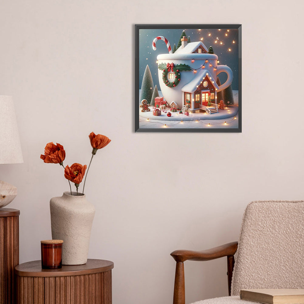Winter Glow Cabin - Full Round Drill Diamond Painting 30*30CM