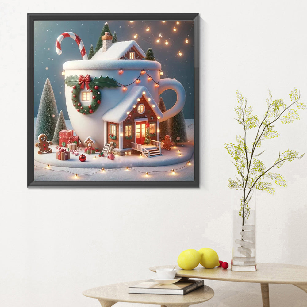 Winter Glow Cabin - Full Round Drill Diamond Painting 30*30CM