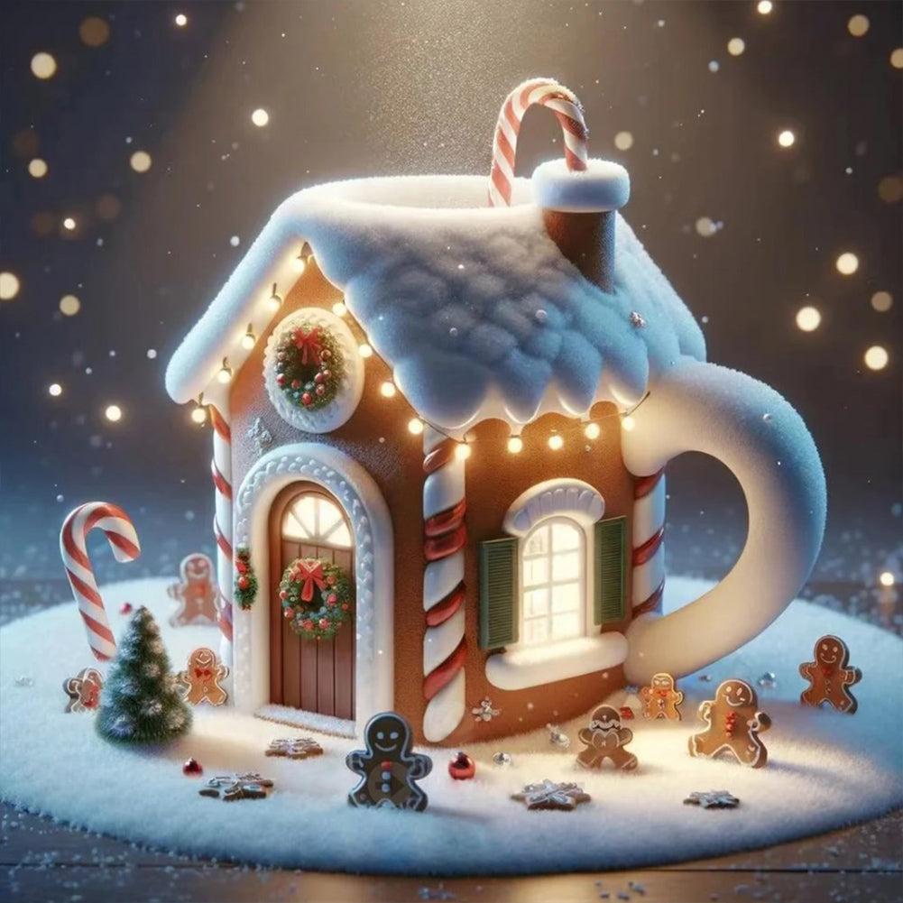 Winter Glow Cabin - Full Round Drill Diamond Painting 30*30CM