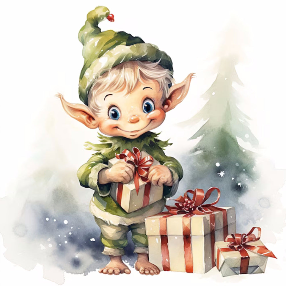 Christmas Elf - Full Round Drill Diamond Painting 30*30CM