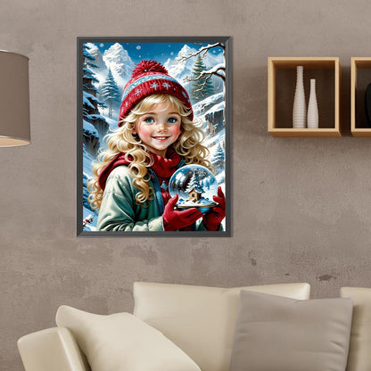 Girl In The Snow - Full Round Drill Diamond Painting 30*40CM