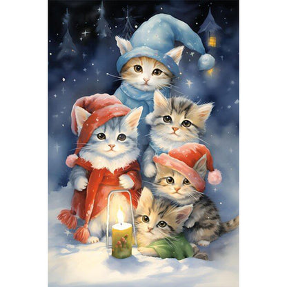 Christmas Cat - Full Round Drill Diamond Painting 40*60CM