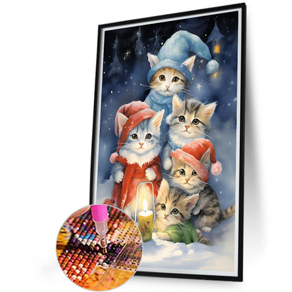 Christmas Cat - Full Round Drill Diamond Painting 40*60CM