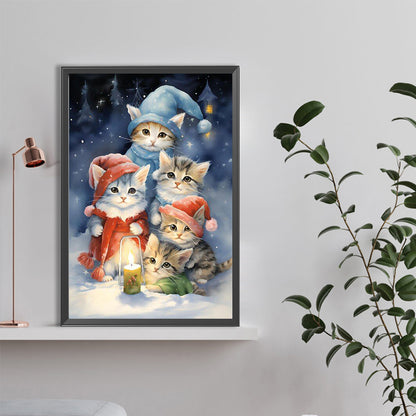 Christmas Cat - Full Round Drill Diamond Painting 40*60CM