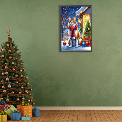 Christmas Cat - Full Round Drill Diamond Painting 40*60CM