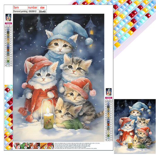 Santa Hat Cat - Full Square Drill Diamond Painting 30*40CM