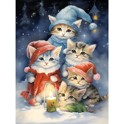 Santa Hat Cat - Full Square Drill Diamond Painting 30*40CM
