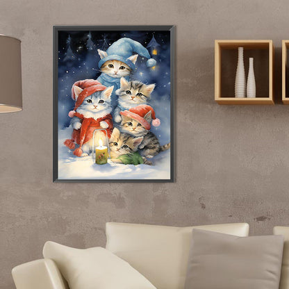 Santa Hat Cat - Full Square Drill Diamond Painting 30*40CM