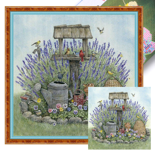 Lavender Flower Bed - 11CT Stamped Cross Stitch 40*40CM(Joy Sunday)