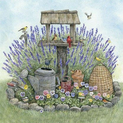 Lavender Flower Bed - 11CT Stamped Cross Stitch 40*40CM(Joy Sunday)