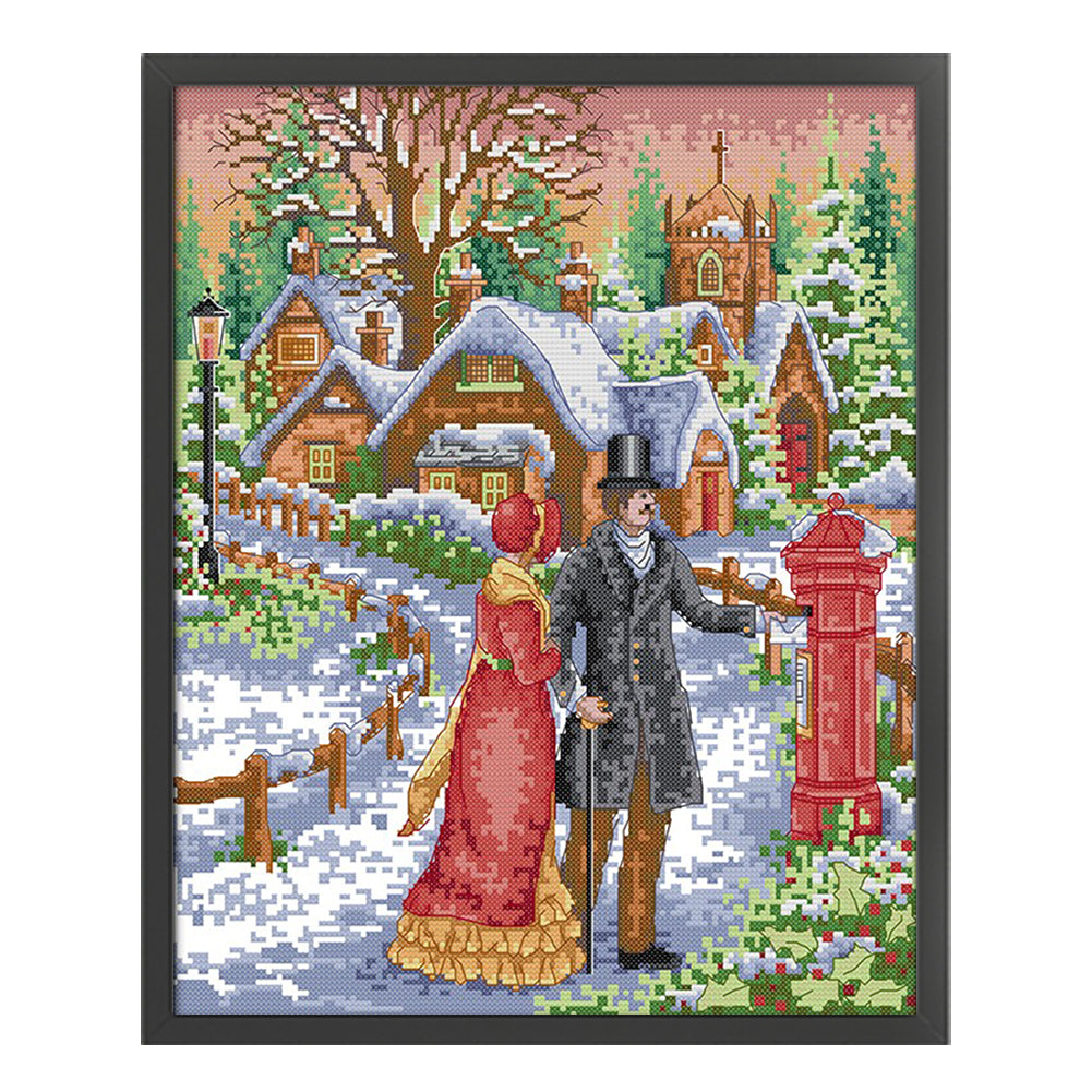 Walk In The Snow - 14CT Stamped Cross Stitch 33*40CM(Joy Sunday)