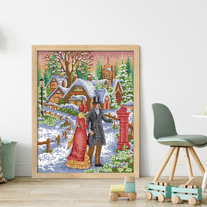 Walk In The Snow - 14CT Stamped Cross Stitch 33*40CM(Joy Sunday)