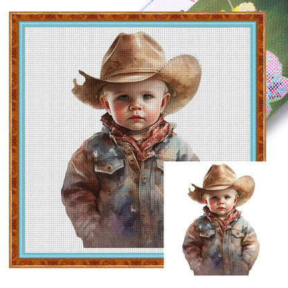 Cowboy Kid - 11CT Stamped Cross Stitch 40*40CM(Joy Sunday)