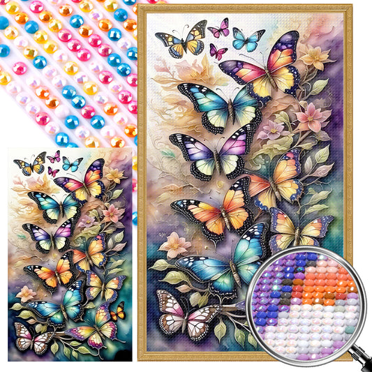 Flying Butterfly Pattern - Full AB Round Drill Diamond Painting 35*60CM