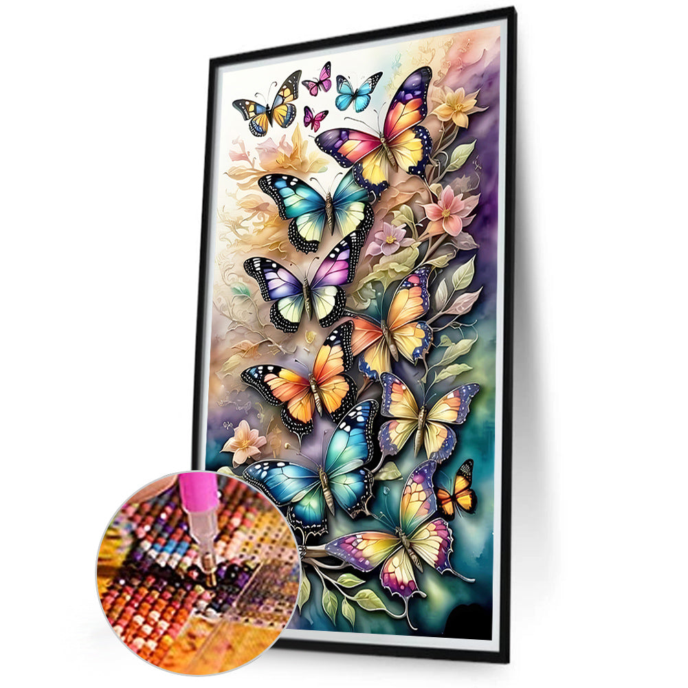 Flying Butterfly Pattern - Full AB Round Drill Diamond Painting 35*60CM