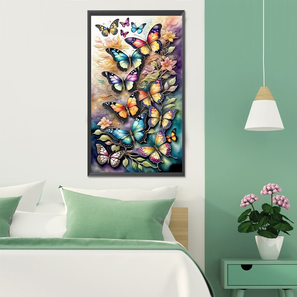 Flying Butterfly Pattern - Full AB Round Drill Diamond Painting 35*60CM