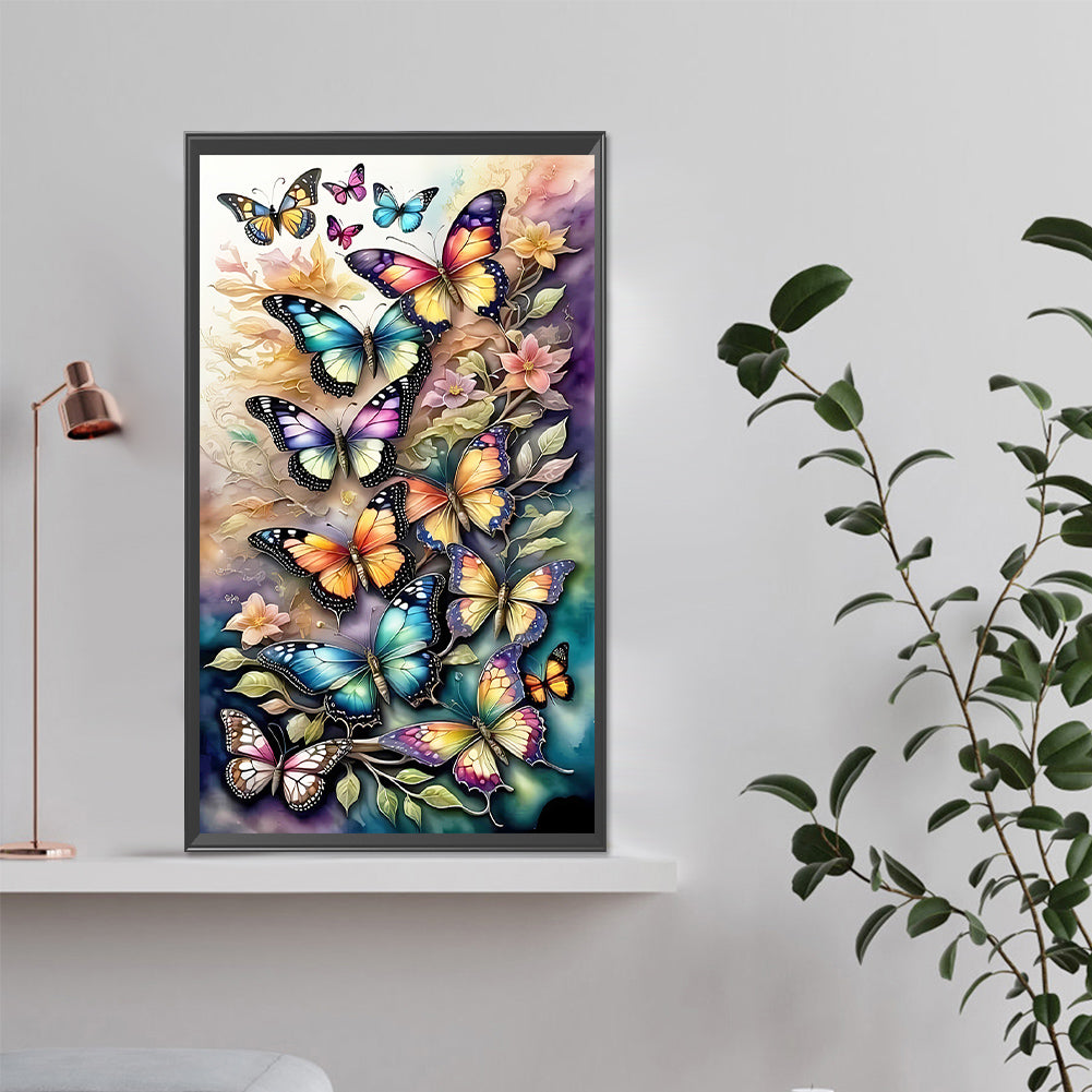 Flying Butterfly Pattern - Full AB Round Drill Diamond Painting 35*60CM