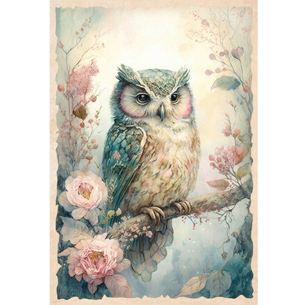 Retro Poster - Flowers And Owls - 11CT Stamped Cross Stitch 40*60CM(Joy Sunday)