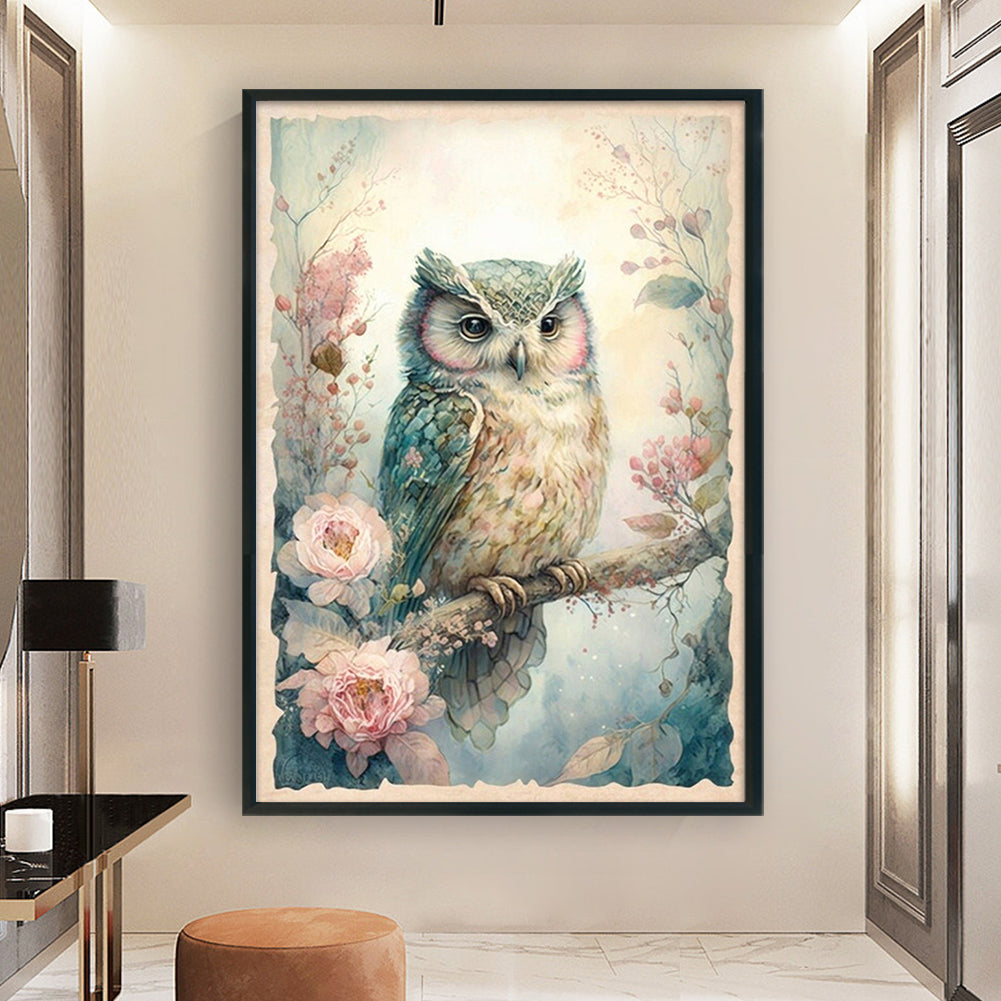 Retro Poster - Flowers And Owls - 11CT Stamped Cross Stitch 40*60CM(Joy Sunday)