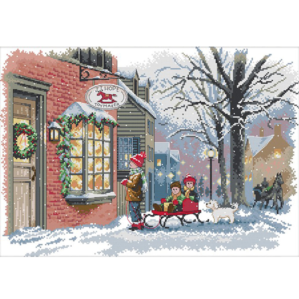 Christmas Wishes - 14CT Stamped Cross Stitch 50*37CM(Joy Sunday)