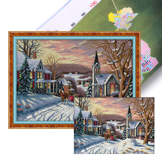 Snow Scene(6) - 14CT Stamped Cross Stitch 58*44CM