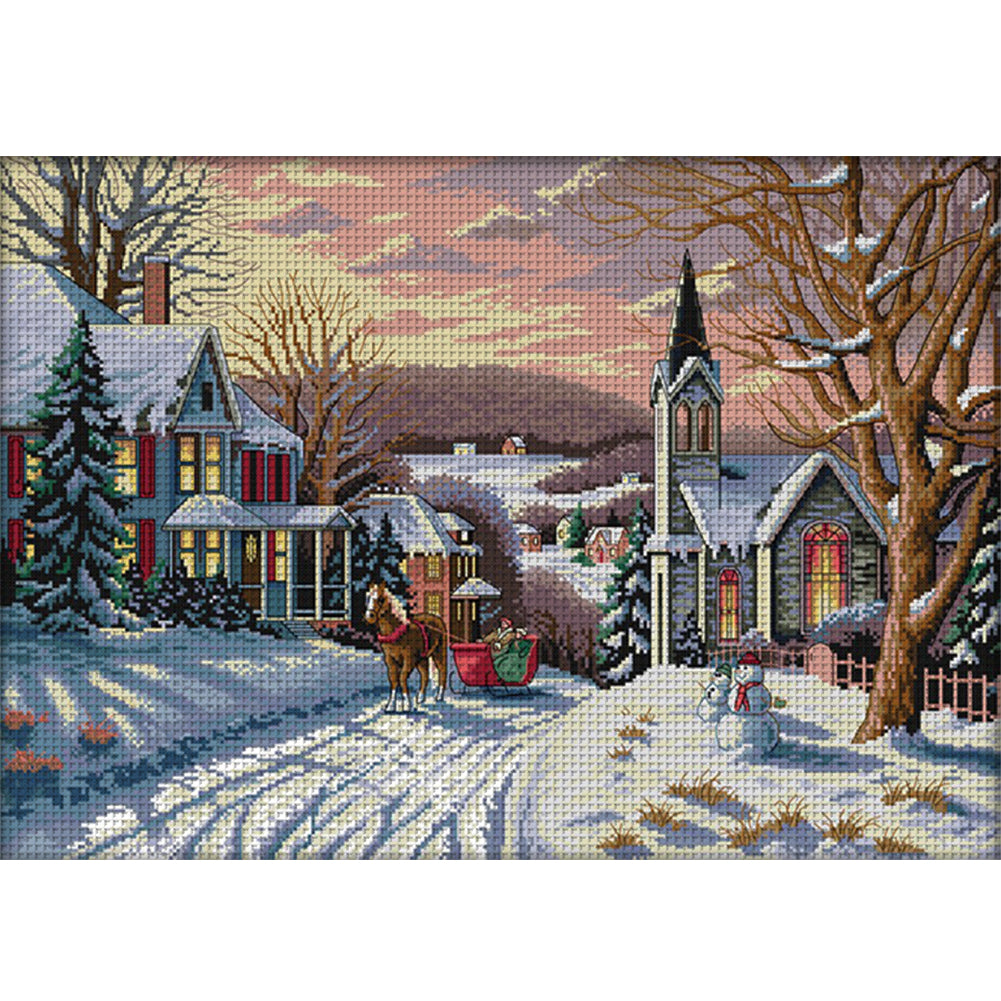 Snow Scene(6) - 14CT Stamped Cross Stitch 58*44CM