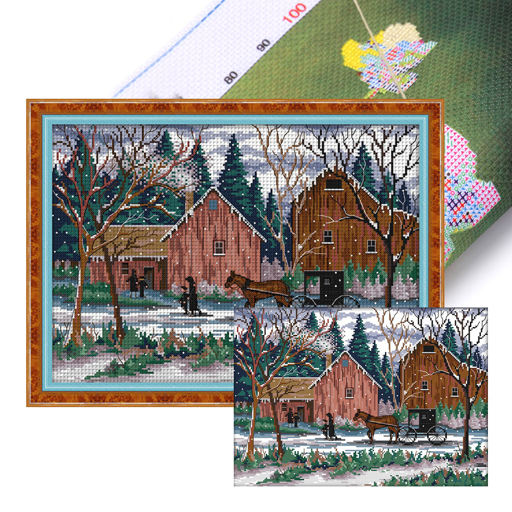 Snow Day - 14CT Stamped Cross Stitch 42*32CM(Joy Sunday)