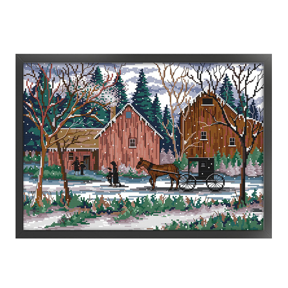 Snow Day - 14CT Stamped Cross Stitch 42*32CM(Joy Sunday)