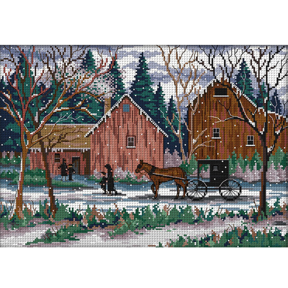 Snow Day - 14CT Stamped Cross Stitch 42*32CM(Joy Sunday)