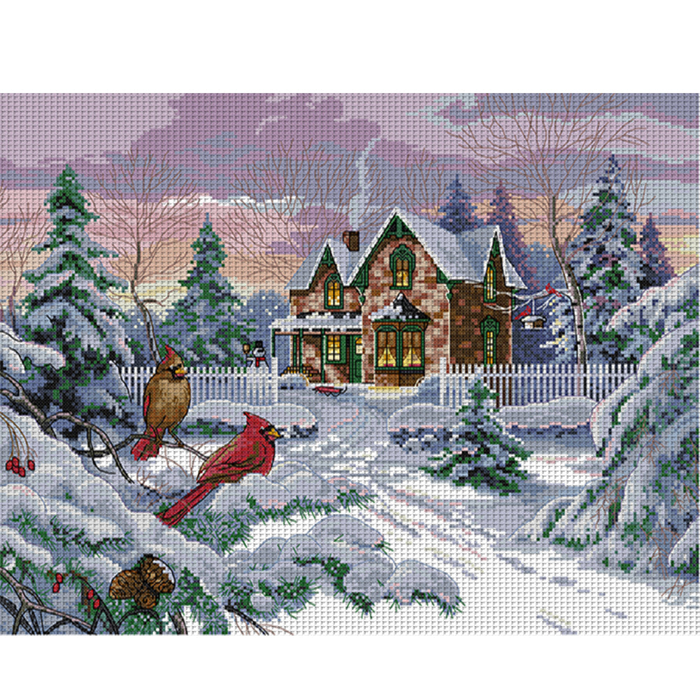 Snow Scene Eight - 14CT Stamped Cross Stitch 49*38CM(Joy Sunday)