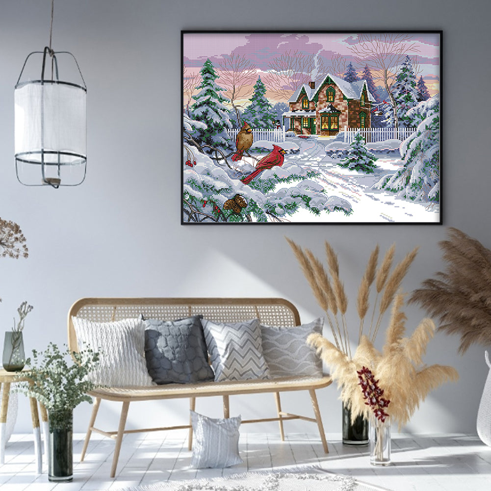 Snow Scene Eight - 14CT Stamped Cross Stitch 49*38CM(Joy Sunday)