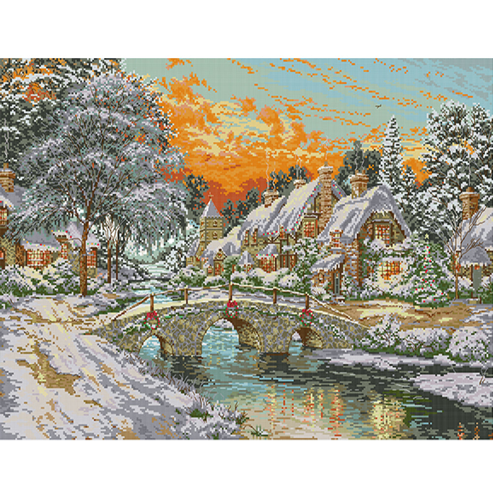 Warm Snow Country 1 - 14CT Stamped Cross Stitch 60*48CM(Joy Sunday)