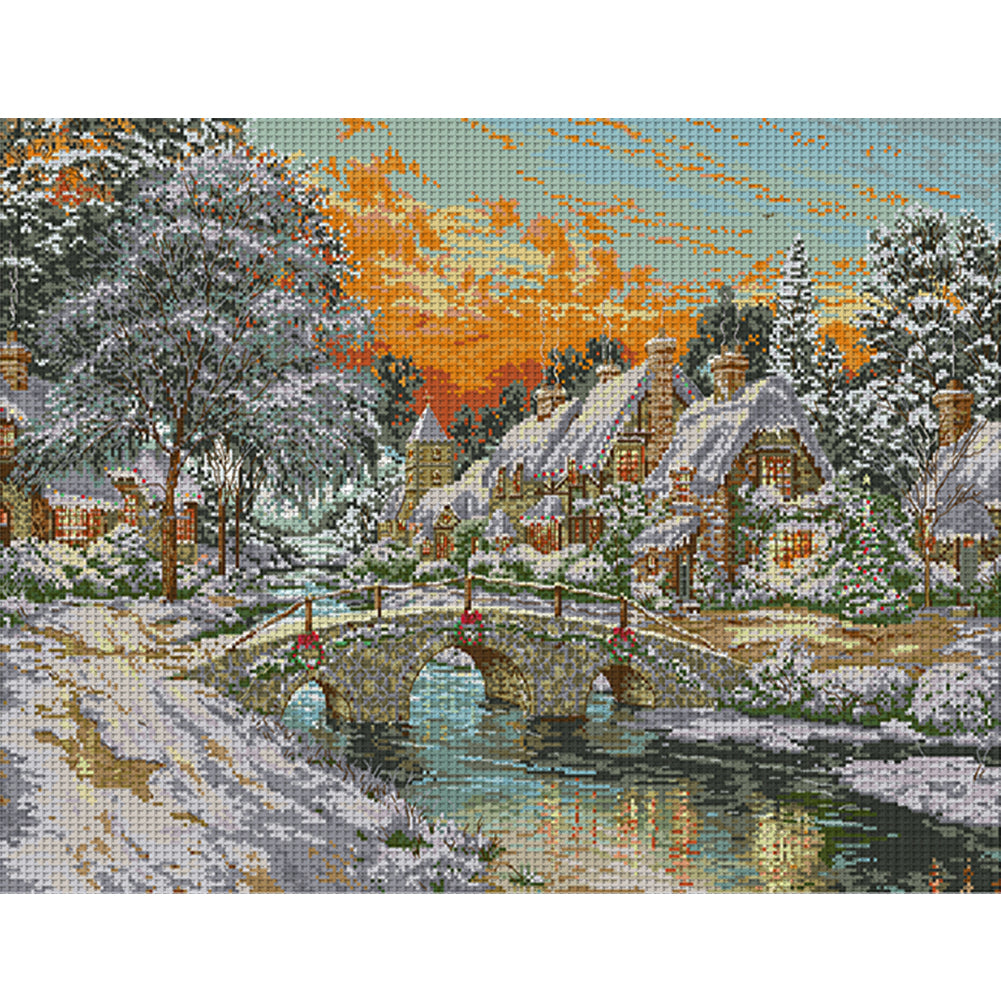 Warm Snow Country 1 - 14CT Stamped Cross Stitch 60*48CM(Joy Sunday)