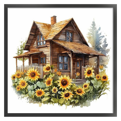 Sunflower House - 11CT Stamped Cross Stitch 60*60CM(Joy Sunday)