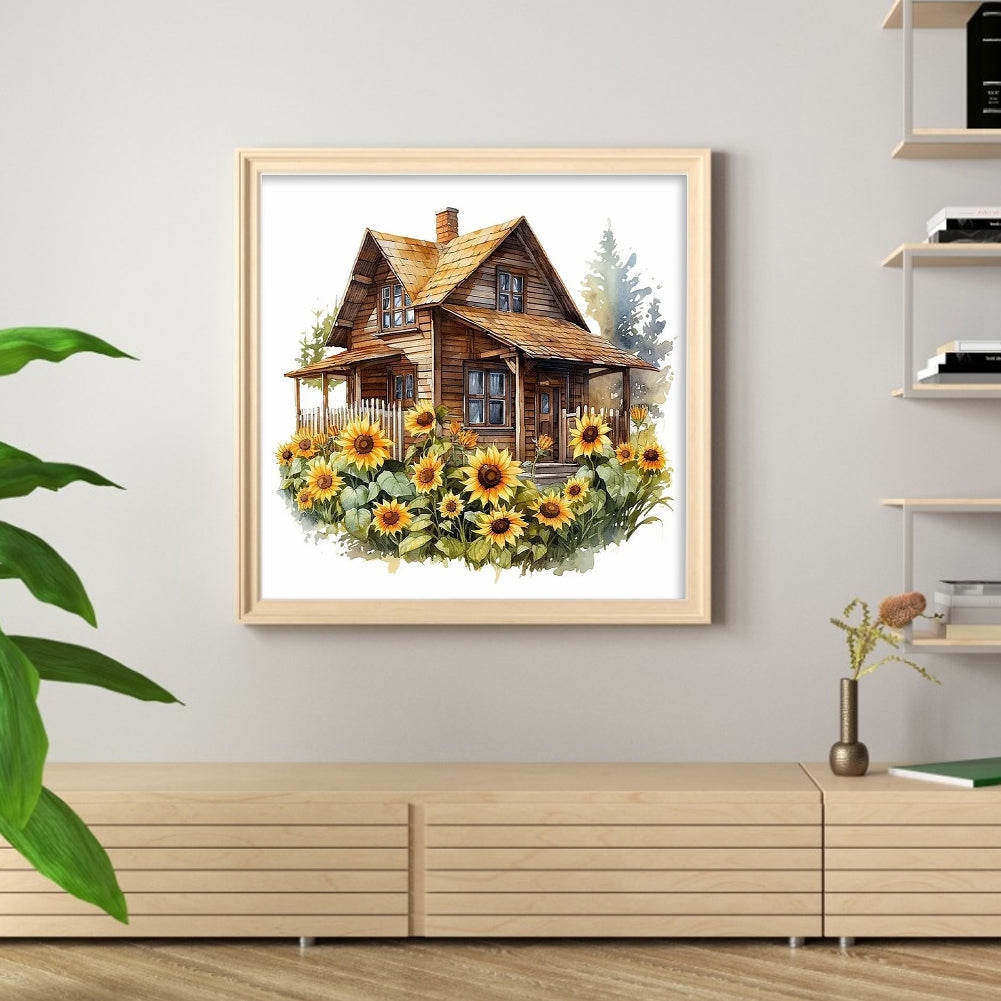 Sunflower House - 11CT Stamped Cross Stitch 60*60CM(Joy Sunday)