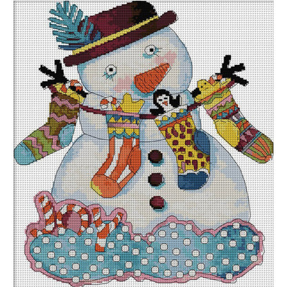 Christmas Snowman(3) - 14CT Stamped Cross Stitch 35*40CM