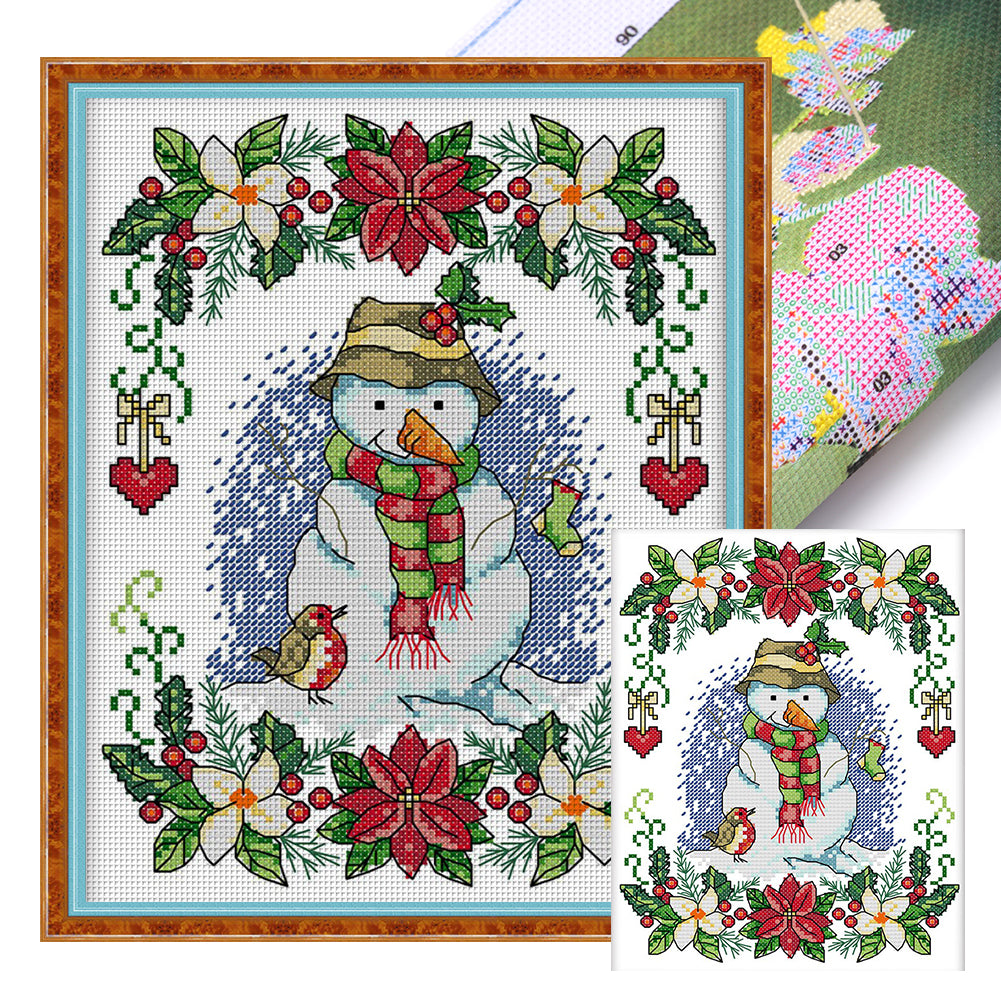 New Year Snowman - 14CT Stamped Cross Stitch 21*29CM(Joy Sunday)