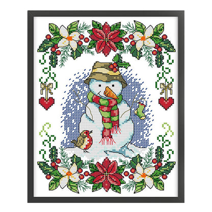 New Year Snowman - 14CT Stamped Cross Stitch 21*29CM(Joy Sunday)