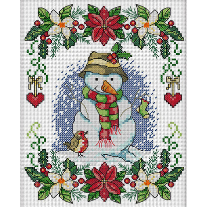 New Year Snowman - 14CT Stamped Cross Stitch 21*29CM(Joy Sunday)