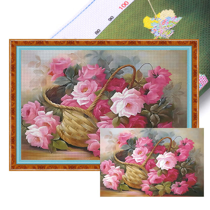 A Basket Of Roses - 11CT Stamped Cross Stitch 74*53CM(Joy Sunday)