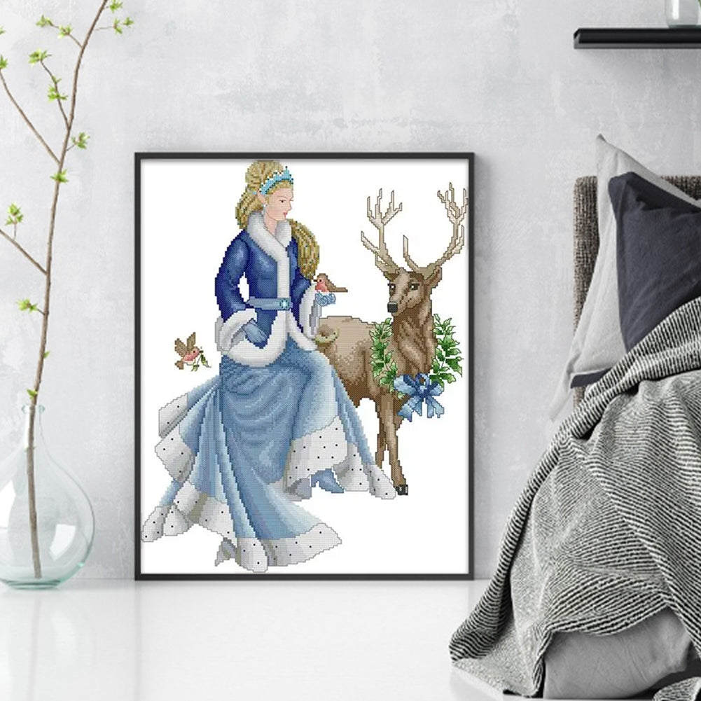 Fairy Tale In Winter - 14CT Stamped Cross Stitch 38*46CM(Joy Sunday)