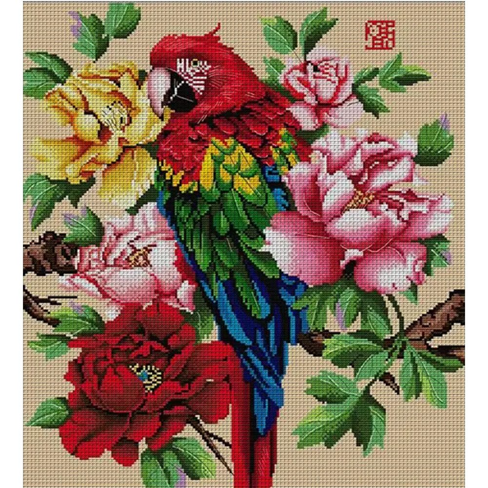 Splendid Parrot - 14CT Stamped Cross Stitch 43*47CM(Joy Sunday)