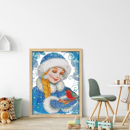 Girl In Blue - 14CT Stamped Cross Stitch 44*59CM(Joy Sunday)