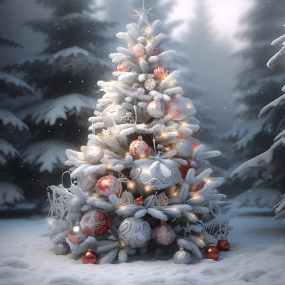 Christmas Tree In Winter Snow - Full Round Drill Diamond Painting 30*30CM