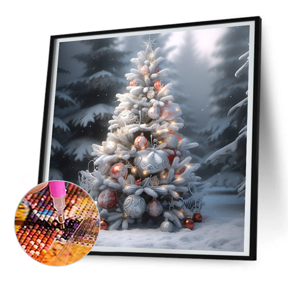 Christmas Tree In Winter Snow - Full Round Drill Diamond Painting 30*30CM