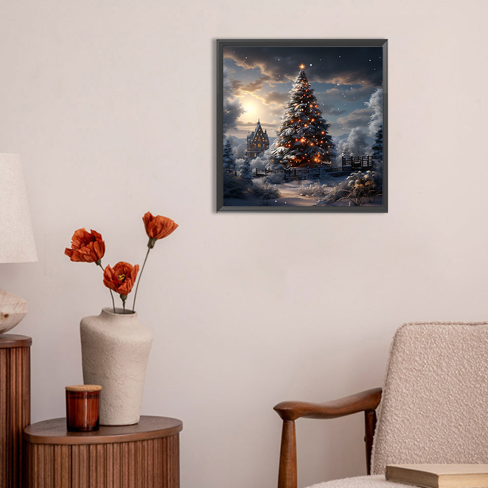 Christmas Tree In Winter Snow - Full Round Drill Diamond Painting 30*30CM