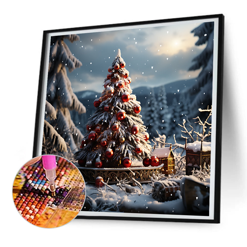 Christmas Tree In Winter Snow - Full Round Drill Diamond Painting 30*30CM