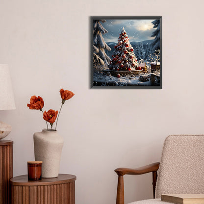 Christmas Tree In Winter Snow - Full Round Drill Diamond Painting 30*30CM