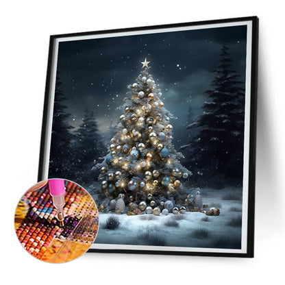 Christmas Tree In Winter Snow - Full Round Drill Diamond Painting 30*30CM