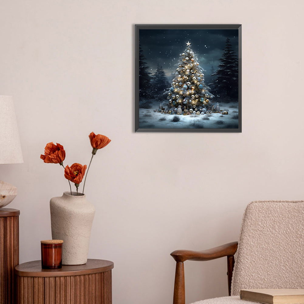 Christmas Tree In Winter Snow - Full Round Drill Diamond Painting 30*30CM